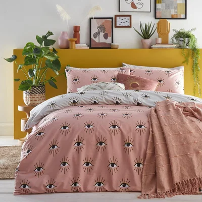Dunelm Furn. Theia Blush Duvet Cover and Pillowcase Set Blush (Pink)