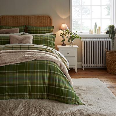 Dunelm Dorma Angus Check 100% Brushed Cotton Duvet Cover and Pillowcase Set Green