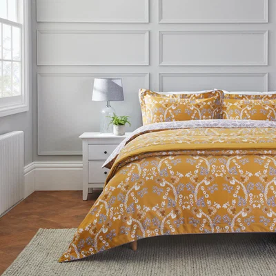 Dunelm Dorma Addinston Ochre Bedspread Ochre (Yellow)