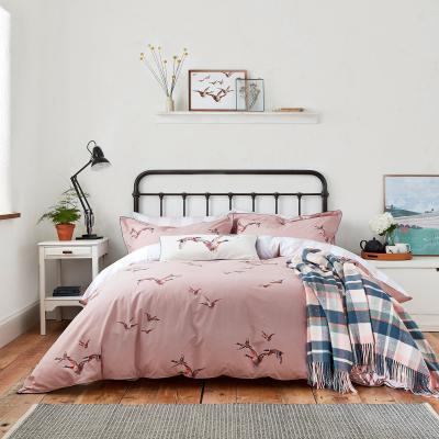 Dunelm Joules Flying Mallards 100% Cotton Duvet Cover and Pillowcase Set Pink and Blue