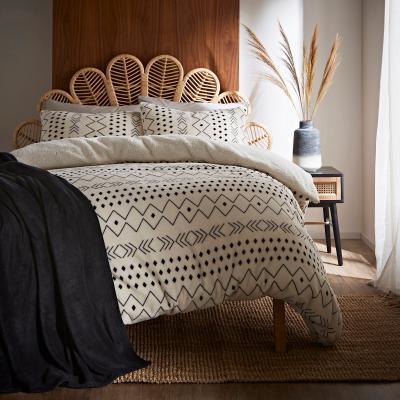 Dunelm Boho Printed Fleece Duvet Cover and Pillowcase Set Natural (Cream)