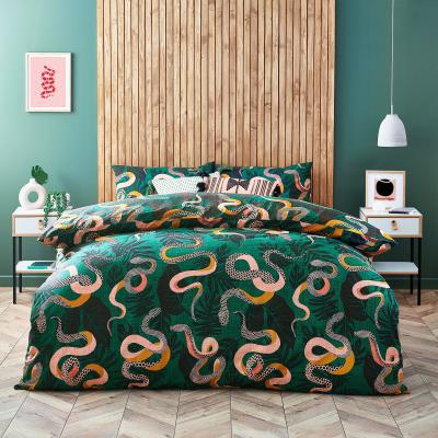 Dunelm Serpentine Juniper Green Duvet Cover and Pillowcase Set Green