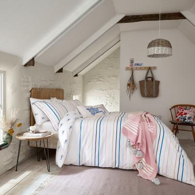 Dunelm Joules Coastal Striped 100% Cotton Reversible Duvet Cover and Pillowcase Set MultiColoured