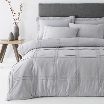 Dunelm Denver Marl Grey Pintuck Duvet Cover and Pillowcase Set Grey