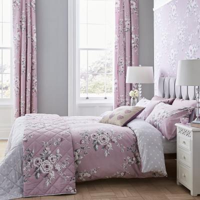 Dunelm Catherine Lansfield Canterbury Duvet Cover and Pillowcase Set Purple, Grey and White