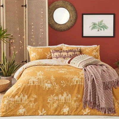 Dunelm Furn. Jaipur Ochre Duvet Cover and Pillowcase Set Ochre