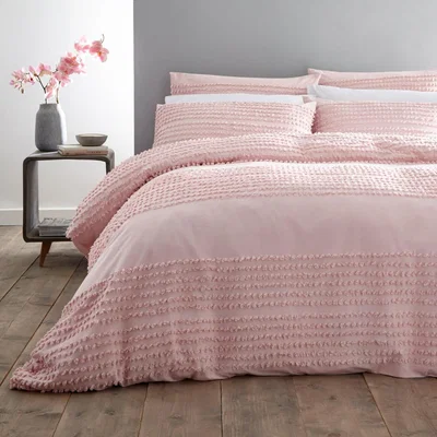 Dunelm Bianca Cotton Malmo Blush 100% Cotton Duvet Cover and Pillowcase Set Blush (Pink)