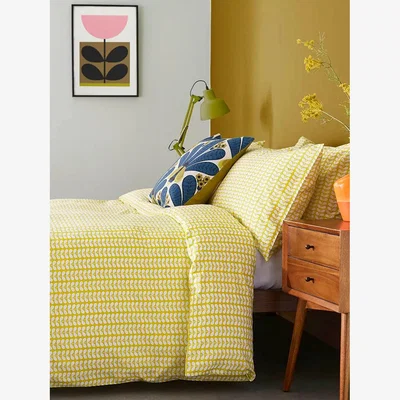 John Lewis Orla Kiely Tiny Stem Cotton Duvet Cover Set, Yellow