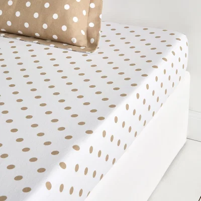 La Redoute Clarisse Flannel Fitted Sheet in Polka Dot Print