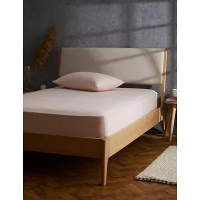 Marks & Spencer M&S Pure Cotton Brushed Fitted Sheet - 6FT - Blush, Blush,Biscuit,Grey Marl,White,Charcoal,Ginger,Sand