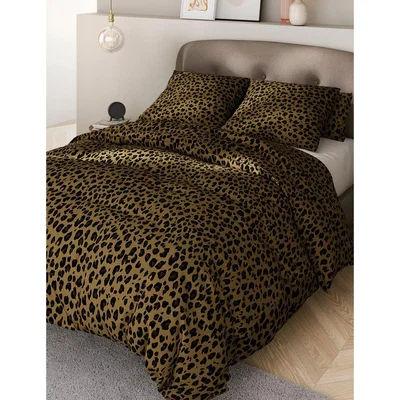 Marks & Spencer M&S Cotton Blend Leopard Bedding Set - 6FT - Multi, Multi