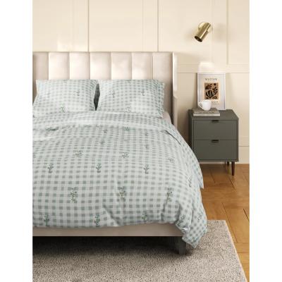 Marks & Spencer M&S Cotton Rich Gingham Floral Bedding Set - 5FT - Green Mix, Green Mix