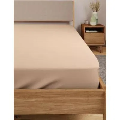 Marks & Spencer M&S Body Sensor™ Pure Cotton Deep Fitted Sheet - DBL - Medium Beige, Cream,Medium Blue,Light Pink,White,Charcoal,Light Natural,Medium Beige,Grey