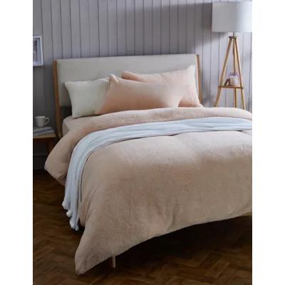 Marks & Spencer M&S Teddy Fleece Bedding Set - 6FT - Blush, Blush,Grey,Cream,Charcoal,Neutral