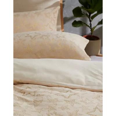 Marks & Spencer M&S Fleece Foil Star Bedding Set - 6FT - Cream, Cream