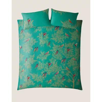 Marks & Spencer M&S Pure Cotton Green Birds Bedding Set - SGL, Green