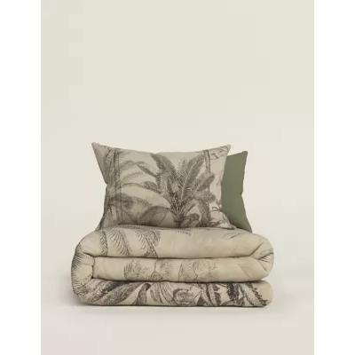 Marks & Spencer M&S Pure Cotton Palm Jacquard Bedding Set - 6FT - Khaki Mix, Khaki Mix