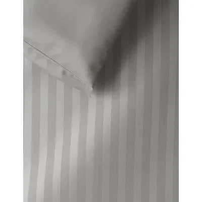 Marks & Spencer M&S Autograph Unisex Pure Cotton Double Cuff Bedding Set - 6FT - Silver Grey, Silver Grey,White
