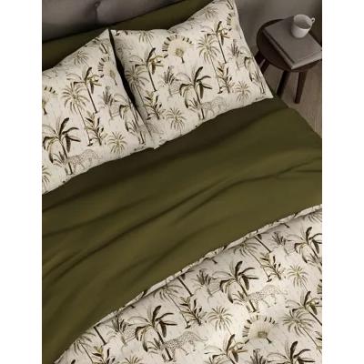 Marks & Spencer M&S Pure Cotton Leopard Palm Bedding Set - 6FT - Olive Mix, Olive Mix