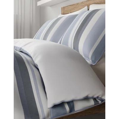 Marks & Spencer M&S Pure Cotton Striped Bedding Set - 5FT - Blue, Blue,Neutral