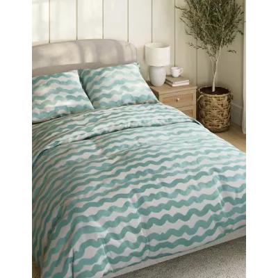 Marks & Spencer M&S Cotton Blend Waves Bedding Set - SGL - Blue Mix, Blue Mix