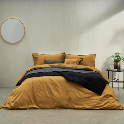 Made.com Hylia Washed Cotton Satin Duvet Cover + 2 Pillowcases, Double, Dark Ochre