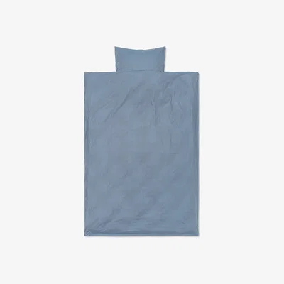 Made in Design Check Bedlinen set for 1 person - / 140 x 200 cm - Organic cotton by Ferm Living Blue