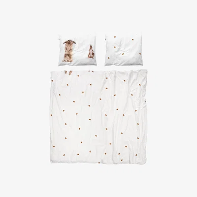 Made in Design Furry friends Bedlinen set for 2 people - 2 people / W 235 x L 220 cm by Snurk White/Brown