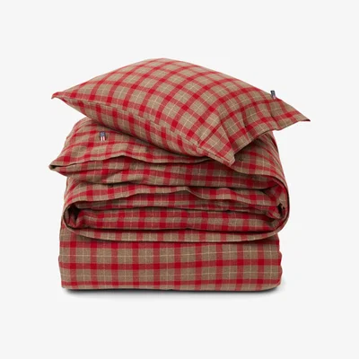 Nordic Nest Checked Cotton Flannel bed set Mid Brown-red