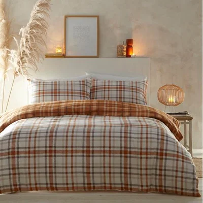 The Range Tartan Orange Duvet Cover Set - Orange