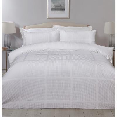 The Range Luxury Waffle Check White Duvet Cover and Pillowcase Set - Super King