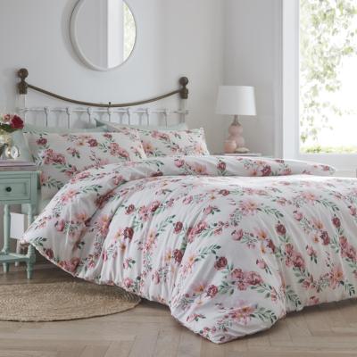 The Range Blush Rose Polycotton Duvet Cover Set - White / 1.45kg