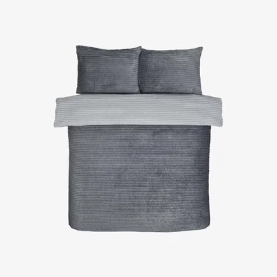 The Range Sparkle Fleece Duvet Cover and Pillowcase Set - Grey