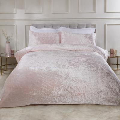 The Range Prince Crushed Velvet Duvet Cover and Pillowcase Set - Blush