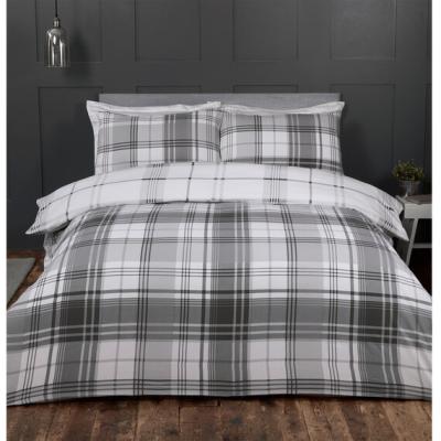 The Range Hamilton Grey Check Duvet Cover and Pillowcase Set - Grey / Single