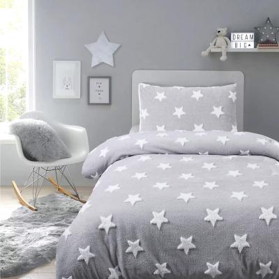 The Range Stars Tufted Fleece Duvet Cover and Pillowcase Set - Grey