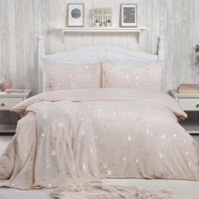 The Range Stars Foil Fleece Duvet Cover and Pillowcase Set - Blush