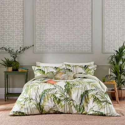 The Rug Seller Palm House Designer Bedding and Pillowcase By Sanderson in Green