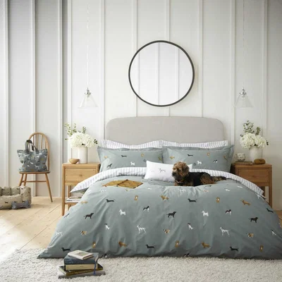 The Rug Seller Fetch Dog Bedding and Pillowcase By Sophie Allport in Sage Green