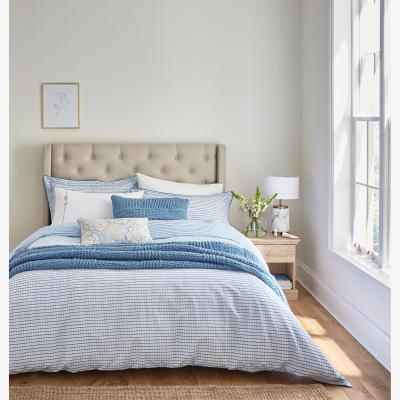 The Rug Seller Be Still Check Cotton Bedding by Katie Piper in Blue