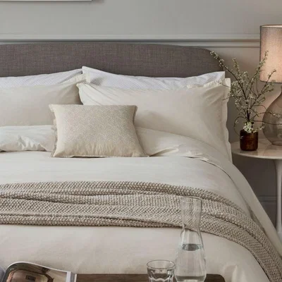 The Rug Seller Calm Plain Cotton Bedding in Linen
