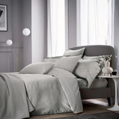 The Rug Seller Tahra Paisley Damask Cotton Bedding in Silver Grey