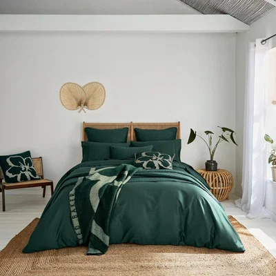 The Rug Seller Plain Dye Cotton Bedding by Ted Baker in Forest Green