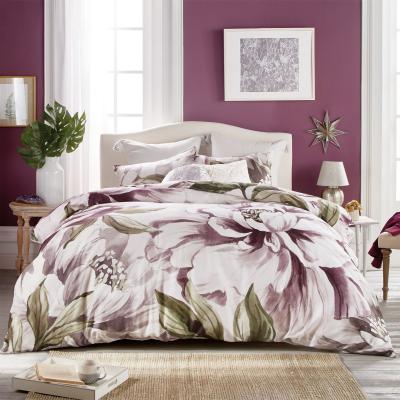 The Rug Seller Peony Bloom Floral Bedding and Pillowcase By Peri Home in Purple