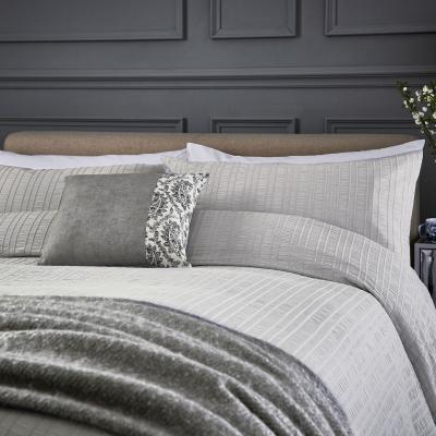 The Rug Seller Alisia Textured Stripe Cotton Bedding by Fable in Oxford Grey