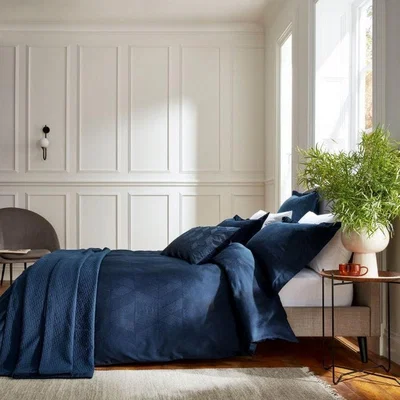 The Rug Seller Osaka Jacquard Geometric Bedding in Midnight Blue