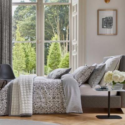 The Rug Seller Dhaka Tribal Geometric Cotton Bedding in Charcoal Grey