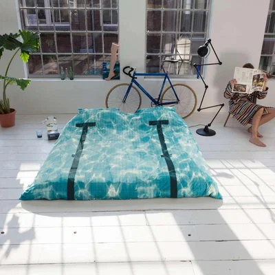 The Rug Seller Snurk Pool Water Print Cotton Bedding in Blue