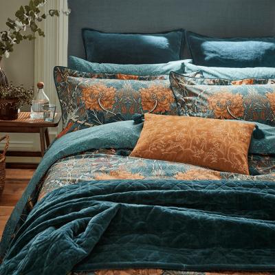 The Rug Seller Honeysuckle And Tulip Bedding in Mulberry Teal by William Morris