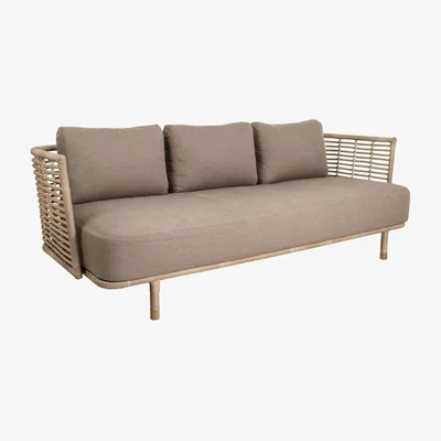 Barker and Stonehouse Cane-line Sense Outdoor 3 Seater Sofa, Natural Weave, Taupe